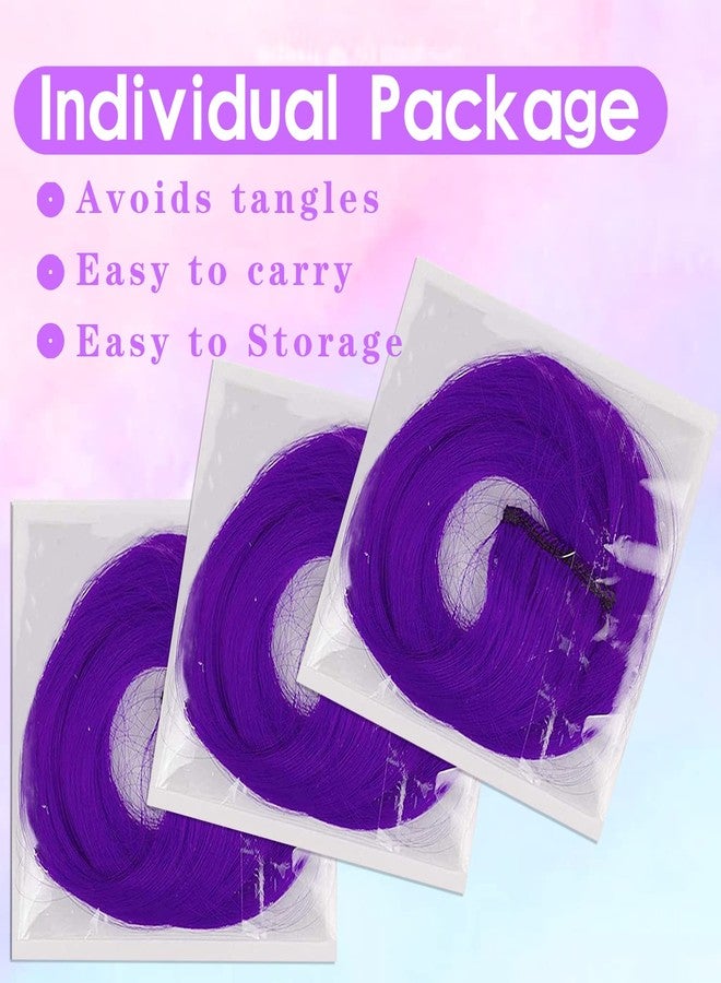 GPOVVIMX 12 PCS Purple Hair Extensions Clip in, Curly Wavy Colored Extension for Kids Girls - Party Highlights Synthetic Hairpiece 17 inch - Image 5